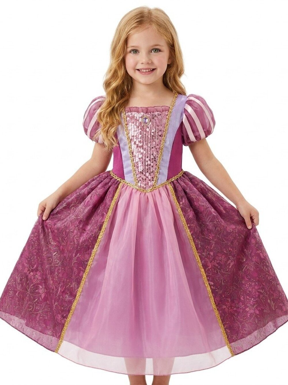 Rapunzel Inspired Princess Dress Pink Purple Gold Costume